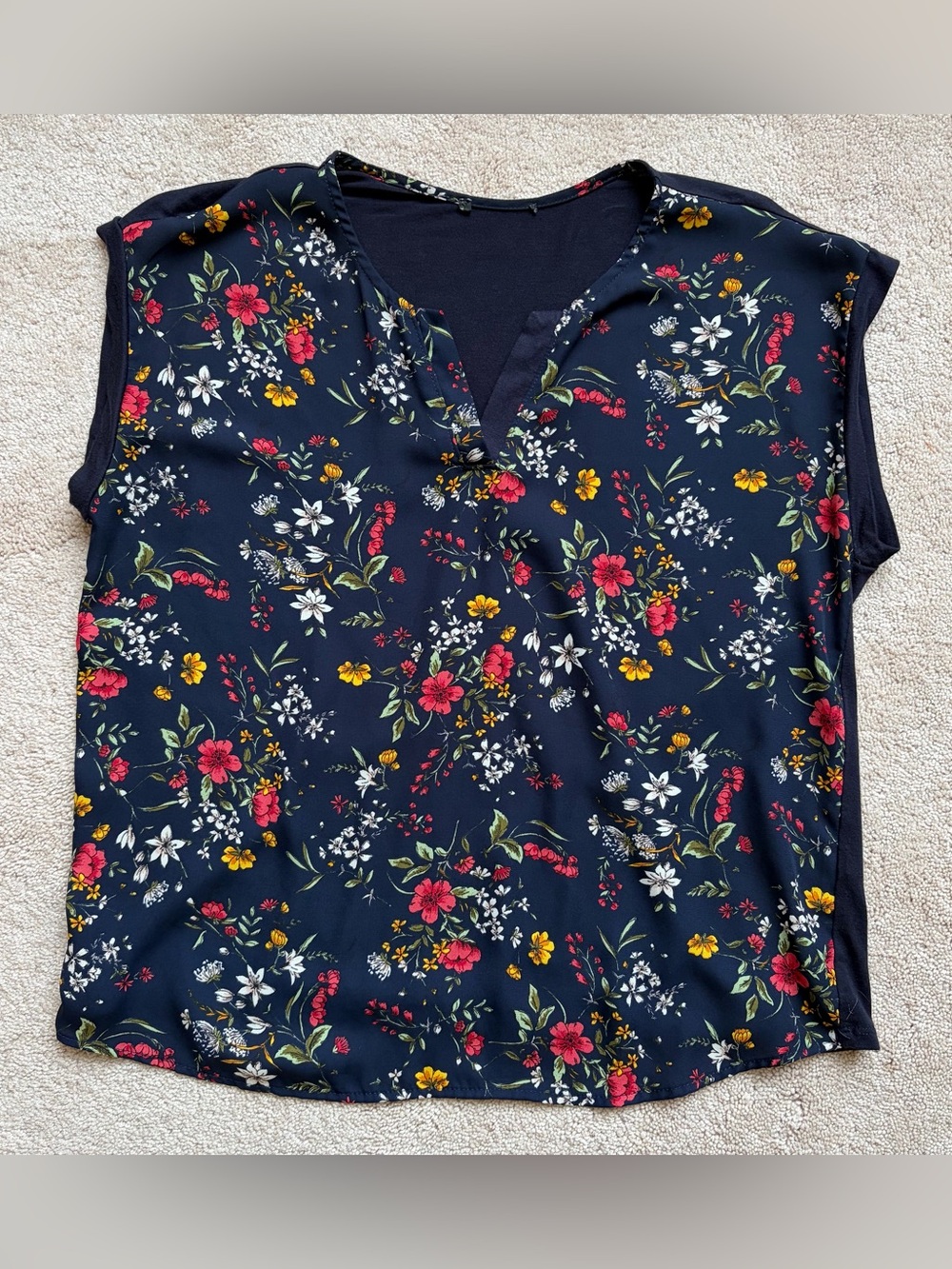 Sleeveless Navy Floral Top M